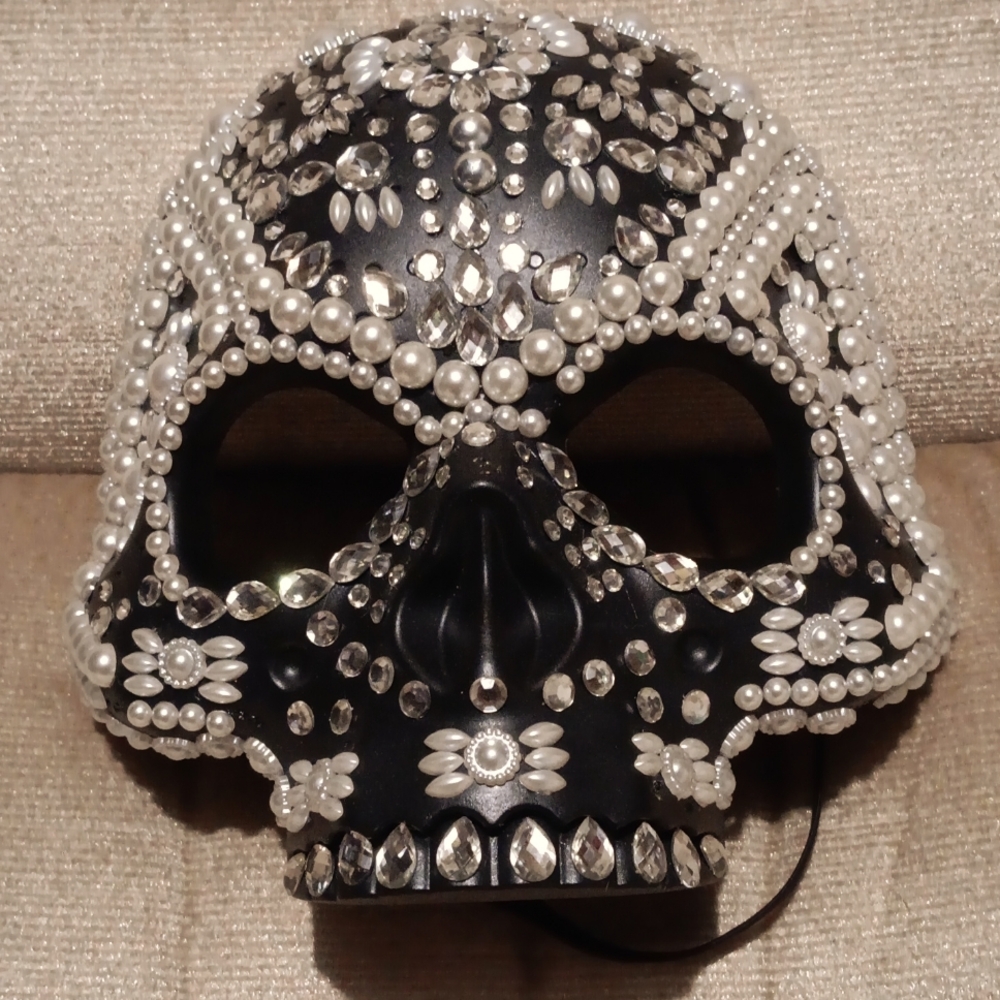 Rhinestone Faux Pearl Claire's Skeleton Mask